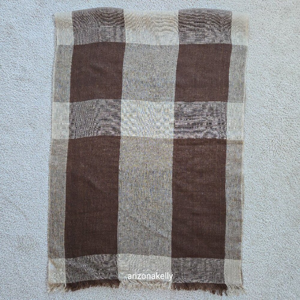 NWOT Malo Linen Scarf Brown & Tan